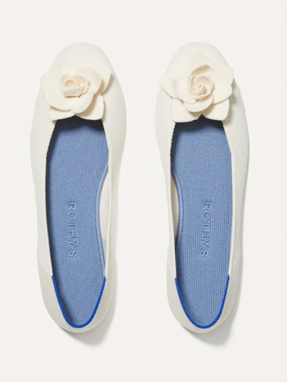 Rothy’s The Petal Square Toe Flat in Cream